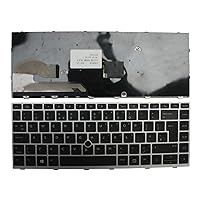 Keyboards4Laptops UK Layout With Pointer Silver Frame Black Replacement Laptop Keyboard Compatible With HP EliteBook 840 G6
