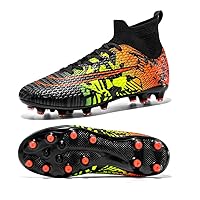 High-Top Turf Soccer Boots Breathable Lightweight Youth Professional Soccer Shoes Firm Ground Football Shoes for Indoor Outdoor Competition Training (Womens, Mens)