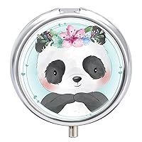 Pill Box Cute Panda (4) Round Medicine Tablet Case Portable Pillbox Vitamin Container Organizer Pills Holder with 3 Compartments