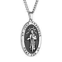HZMAN Religion Medal Necklace for Men Women Stainless Steel Retro Religious Christian Amulet Pendant Jewelry Gift