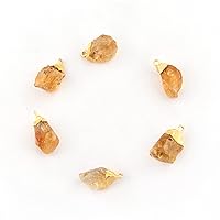 Yellow Citrine Gemstone, Dull Gold Electroplated, Crystal Pendant, Single Loop Necklace Connector, Jewelry Charms Finding