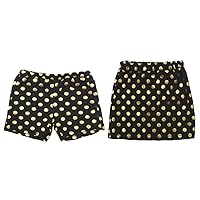Petitebella 2 Packs Set Gold Dots Black Cotton Skirt with Short for Girl 1-8y