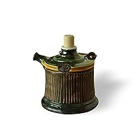 Handmade Green Ceramic Pitcher with Wicker Handle - Danko Pottery - Unique Gift for Dad - Kitchen Decor - Wheel Thrown Pottery