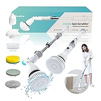 Electric Spin Scrubber, [Easy to Clean] 590RPM Cleaning Brush Scrubber for Bathroom, 6 Replaceable Brush Heads, 3 Adjustable Angle/Size, Power Shower Scrubber for Bathtub Grout Tile Window Car