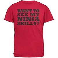 Old Glory Want to See My Ninja Skills Red Youth Flip Up T-Shirt - Youth Medium