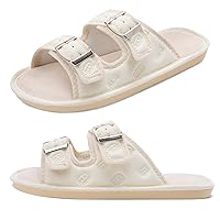 JOINFREE Slippers for Women Ladies Cushion House Slippers Double Buckle Adjustable Slip On Slides Flat Sandals Casual Shoes Non Slip Rubber Sole Indoor Outdoor