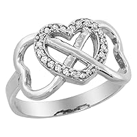 Silver City Jewelry 14K White Gold Diamond Infinity Heart Ring, Sizes 5-10