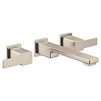 Moen TS6731BN 90 Degree Two-Handle Wall Mount Bathroom Faucet Trim, Valve Required, Brushed Nickel