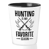 Hunting Lover Shot Glass 1.5oz - Hunting Is My - Deer Hunter Dad Retirement Hobby Outdoor Nature Goose Hunt Bucks Wild Huntsman