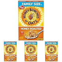 Honey Bunches of Oats Honey Roasted Breakfast Cereal, Honey Oats Cereal with Granola Clusters, 18 OZ Box (Pack of 4)