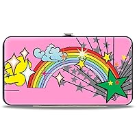 Buckle-Down Women's Hinge Wallet-Rainbow Cloud Stars Pink