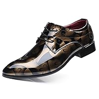 Men's Tuxedo Oxford Shoes Pointed-Toe Lace-up Patent Leather Formal Shoes Fashion Prom Wedding Dress Shoes for Men