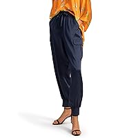 LilySilk Women's Silk Pants Military Stretch Ribbed Cuffs with Side Pockets Casual Soft Relaxed Fit Trousers for Ladies