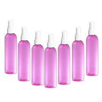Grand Parfums 4oz Pink Plastic Refillable PET Cosmo Spray Bottles (BPA-Free) with White Fine Mist Atomizer Caps (6-Pack); Beauty Care, Travel Use, Home Cleaning, DIY, Aromatherapy