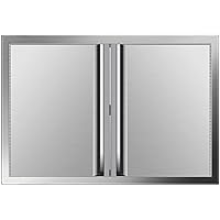 VEVOR BBQ Access Door 31W x 24H Inch, Double BBQ Door Stainless Steel with Recessed Handle, Outdoor Kitchen Doors for BBQ Island, Grill Station, Outside Cabinet
