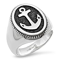 Stainless Steel Mens Nautical Ship Mariner Anchor Oval Head Comfort fit Fashion Band Ring Jewelry Gifts for Men - Ring Size Options: 10 11 12 9