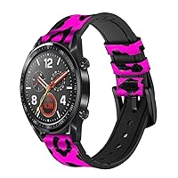 CA0208 Pink Leopard Pattern Leather & Silicone Smart Watch Band Strap for Wristwatch Smartwatch Smart Watch Size (20mm)