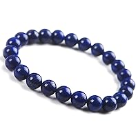 Natural Lapis Lazuli Blue Crystal 8mm Round Beads Women Men Charm Bracelet AAAA
