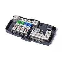 Multi-functional LED Car Audio Stereo ANL Fuse Holder Distribution 0/4ga 4 Way Fuses Box Block 30A 60A 80Amp