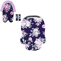 TANOFAR Multiuse Baby Carseat Cover & Head Support and Strap Covers for Girls, Purple Nursing Breastfeeding Covers, Infant Carseat Insert