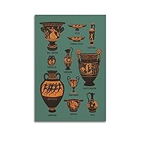 Ancient Greek Pottery Poster Pottery Pot Green Background Art Poster Canvas Painting Posters Poster for Room Aesthetic Posters & Prints on Canvas Wall Art Poster for Room 20x30inch(50x75cm)