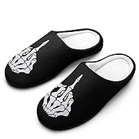 Fuck Off Middle Finger Plush Slippers Funny Graphic Footwear Cotton House Shoes for Men Indoor Outdoor