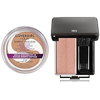 COVERGIRL & Olay Simply Ageless Instant Wrinkle-Defying Foundation, Creamy Natural 0.44 Fl Oz (Pack of 1) & Classic Color Blush Soft Mink, Long Lasting Glowing, 0.27 fl oz,Pink Blush