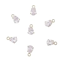 Airssory 10 Pcs Cubic Zirconia Teardrop Golden Plated Brass Metal CZ Crystal Stone Tiny Charms Drop Shape Small Charm for Earrings Bracelet Jewelry Making