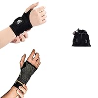 INDEEMAX Copper Wrist Brace and Wrist Compression Sleeve for Men and Women both Hands (Black+M)