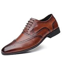 Brogue Men Formal Shoes Round Toe Dress Leather Wing Tip Oxfords Lace Up US 6-12 