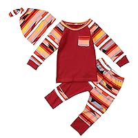 Baby Girl Clothes Size 3 Months Children's Suit Geometric Pattern Long Sleeved Round Neck T Shirt (Red, 9-12 Months)