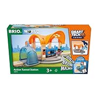 BRIO 33973 Smart Tech Sound Action Tunnel Station | Wooden Toy Train Set for Kids Age 3 and Up