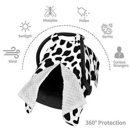 Cute Cow Print Winter Car Seat Cover for Baby, Nursing Cover for Mom, Cow Baby Stuff for Infant Newborn Baby Shower Gifts