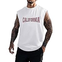 Mens California Tank Tops Workout Summer Loose Sleeveless Shirts Outdoor Fashion Muscle Cap Sleeve Bodybuilding Shirts