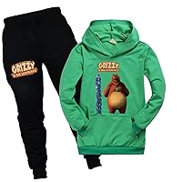 Kids Grizzy and The Lemmings Casual 2 Piece Sets with Pocket-Classic Long Sleeve Hoodies+Jogger Pants Active Tracksuit