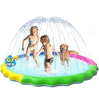 VISTOP Non-Slip Splash Pad for Kids and Dog, Thicken Sprinkler Pool Summer Outdoor Water Toys - Fun Backyard Fountain Play Mat for Baby Girls Boys Children or Pet Dog (67 inch, Red&Yellow&Green&Blue)