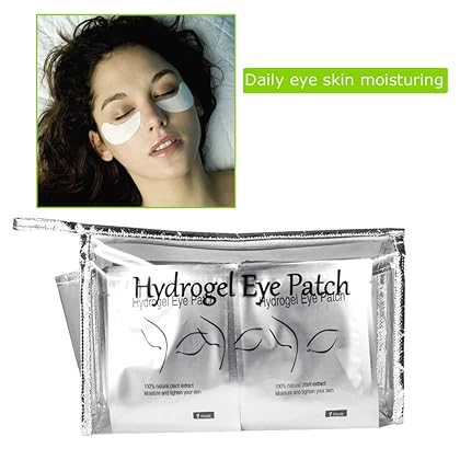 Qleng 110 Pairs Eyelash Extension Gel Patches Kit, Lash Extension Lint Free Under Hydrogel Eye Mask Pads Beauty Tool with Transparent Cosmetic Bag