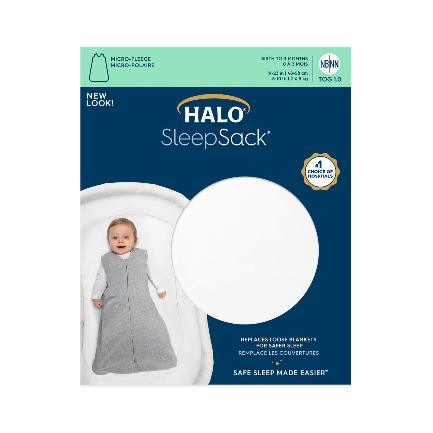 HALO Sleepsack Micro-Fleece Wearable Blanket, TOG 1.0, Cream, Medium