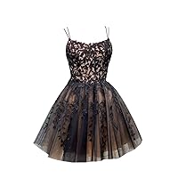 2024 Black Tulle Gold Satin Short Prom Homecoming Dresses Ball Gown with Straps Lace Beads Cocktail