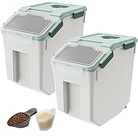 2 Pack 22L/25lb Dog Food Storage Containers with Scoop, 22L/40lb Rice Dispenser with Lid&Wheels, Suitable for Cereal, Pet Food, Dry Food, Flour, Baking Supplies in Kitchen/Pantry Organization