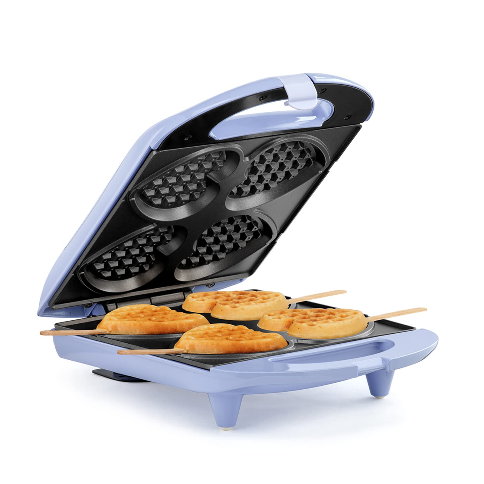 Holstein Housewares - Non-Stick Heart Waffle Maker, Lavender - Makes 4 Heart-Shaped Waffles in Minutes