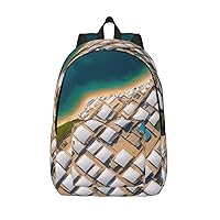 Greek Architecture Printed Patterns Backpack Lightweight Casual Backpack Multipurpose Canvas Backpack With Laptop Compartmen
