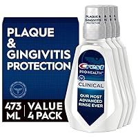 Crest Pro-Health Clinical Mouthwash with CPC (Cetylpyridinium Chloride), Gingivitis Protection, Alcohol Free, Deep Clean Mint, 473 Ml (16 fl oz), 4 Count