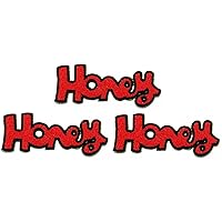 Kleenplus 3pcs. Honey Patch Embroidered Red Letters Iron On Badge Sew On Patch Clothes Embroidery Applique Sticker Fabric Sewing Decorative Repair