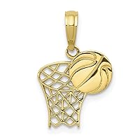 10k Gold Basketball Hoop and Ball Penda Measures 18x12mm Wide Jewelry for Women