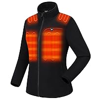 Women's Fleece Heated Jacket with Battery Pack 7.4V, 5 heating zones, Heated Coat with Premium Zippers