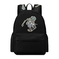 Skull Skateboard Travel Backpack for Men Women Lightweight Computer Laptop Bag Shoulder Bag Daypack