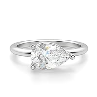 Riya Gems 2 CT Pear Diamond Moissanite Engagement Ring Wedding Ring Eternity Band Vintage Solitaire Halo Hidden Prong Silver Jewelry Anniversary Promise Ring