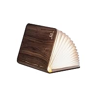 LED Mini Smart Book Desk Light with Natural Wood Effect Finish, Rechargeable with Micro USB Charger, Walnut