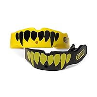 Battle Fangs Football Mouthguard – Sports Mouth Guard with Removable Strap – Protector Mouthpiece Fits With or Without Braces on Teeth – Adult & Youth Mouth Guard Sizes, 2 Pack